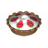 Pie with White Cream Filling and Six Red Strawberries with Green Leaves Pattern: {умерен нуга}