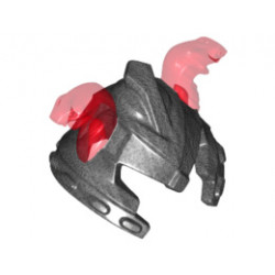 Minifigure, Headgear Helmet Ninjago with Cheek Protection and 2 Trans-Red Snakes Pattern: {титаниево метален}