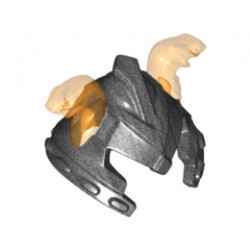 Minifigure, Headgear Helmet Ninjago with Cheek Protection and 2 Trans-Orange Snakes Pattern: {титаниево метален}