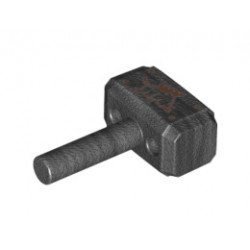 Minifigure, Utensil Tool Sledgehammer (Mjolnir) with 4 Copper Rivets and Razorback on Both Sides Pattern: {титаниево метален}