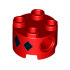 Brick, Round 2 x 2 with Pin Holes with 6 Black Diamonds Pattern: {ярко червен}