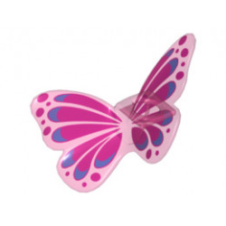 Minifigure, Wings Butterfly with Magenta and Blue Pattern: {прозрачен умерено червеникаво виолетов}