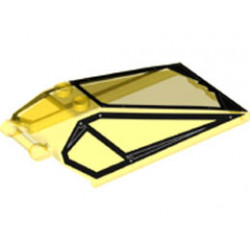 Windscreen 8 x 4 x 2 with 2 Studs and Bar Handle with Black Cockpit Window Frames with Lines and Rivets Pattern: {прозрачно жълт}