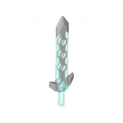 Minifigure, Weapon Sword, Long with Light Bluish Gray Tip and Angular Crossguard: {прозрачно светло син}