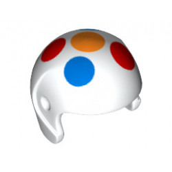 Minifigure, Headgear Helmet Sports with 5 Large Multi-Color Polka Dots Pattern: {бял}