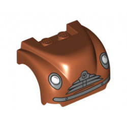 Vehicle, Mudguard 3 x 4 x 2 with Flat Top, Steep Front and Curved Fenders with Headlights, Grille, Curved Bumper and Thin Mouth Pattern (Smokey) : {тъмно оранжев}