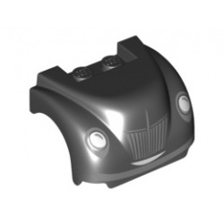 Vehicle, Mudguard 3 x 4 x 2 with Flat Top, Steep Front and Curved Fenders with Headlights, Grille, Curved Bumper and Smile Pattern (Junior Moon) : {черен}