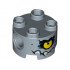 Brick, Round 2 x 2 with Pin Holes with Yellow Eye and Jagged Teeth Pattern (Brickster): {пясъчно син}