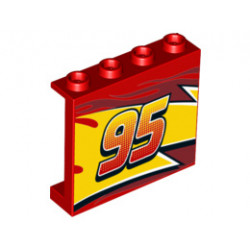 Стенен елемент 1X4X3 No. 6: {ярко червен}
