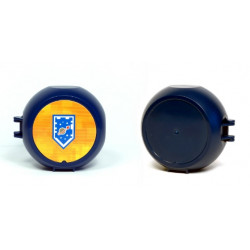 Container, Pod with Light Bluish Gray 6 x 6 Round Plate and Medium Blue 1 x 2 Plate with Nexo Knights Pattern (Sticker) - Set 5004914: {земно син}