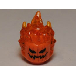 Minifigure, Head Modified Alien with Trans-Orange Flaming Hair and Pumpkin Jack O' Lantern Pattern : {ярко оранжев}