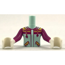 Torso Mini Doll Girl Top with Magenta and Orange Trim Pattern, Magenta Sleeves and White Gloves: {аквамарин}