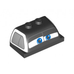 Windscreen 2 x 4 x 1 1/3 with Blue Eyes on White Background and Silver Windows Pattern: {черен}
