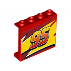 Стенен елемент 1X4X2 No. 11: {ярко червен}