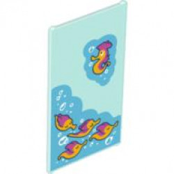 Glass for Window 1 x 4 x 6 with 5 Seahorses, Water and Air Bubbles Pattern: {прозрачно светло син}
