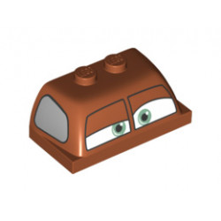 Windscreen 2 x 4 x 1 1/3 with Split Front Window with Light Green Eyes and Silver Side Window Pattern: {тъмно оранжев}