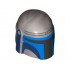 Minifigure, Headgear Helmet with Holes, SW Mandalorian with Blue and Dark Blue Pattern : {сребърно метален}