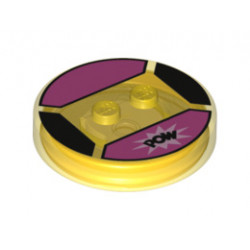 Dimensions Toy Tag 4 x 4 x 2/3 with 2 Studs for Blossom #77 with 'POW' Pattern: {прозрачно жълт}