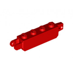 Hinge Brick 1 x 4 Locking, 9 Teeth with 1 Finger Vertical End and 2 Fingers Vertical End, 9 Teeth : {ярко червен}