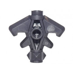 Minifigure, Weapon Axe Head with 4 Blades, Spikes and 3 Hollow Studs: {титаниево метален}