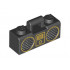 Minifigure, Utensil Radio Boom Box with Handle with Gold Digital Music Player and Rimmed Speakers Pattern: {черен}