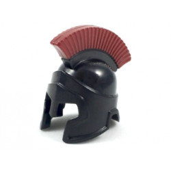 Minifigure, Headgear Helmet Spartan Warrior with Dark Red Crest Pattern: {черен}