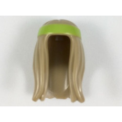 Minifigure, Hair Long with Lime Headband Pattern: {пясъчно жълт}