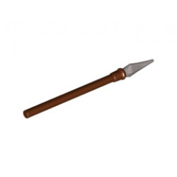 Minifigure, Weapon Pike / Spear Elaborate with Flat Silver Tip: {червеникаво-кафяв}