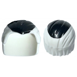 Minifigure, Hair Combed Front to Rear with Black Wide Streak on Top Pattern: {бял}