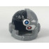 Minifigure, Headgear Helmet Cyborg Side Open with Black Top Side, Red Eye and Dark Azure Dot Pattern: {сребърно метален}