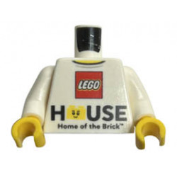 Torso LEGO Logo HOUSE Home of the Brick Pattern / White Arms / Yellow Hands: {бял}