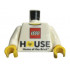 Torso LEGO Logo HOUSE Home of the Brick Pattern / White Arms / Yellow Hands: {бял}