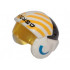 Minifigure, Headgear Helmet SW Rebel Pilot Raised Front with Trans-Yellow Visor with Yellow Diagonal Stripes, PDG Back and Alien Letters Pattern : {бял}