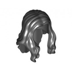 Minifigure, Hair Long Wavy with Center Part : {черен}