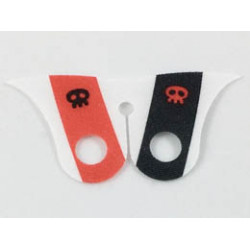Minifigure, Cape Cloth, Pointed Collar with Black Skull on Red Stripe and Red Skull on Black Stripe Pattern: {бял}