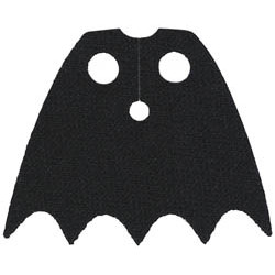 Minifigure, Cape Cloth, Short, Scalloped 5 Points (Batman) - Spongy Stretchable Fabric: {черен}
