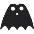Minifigure, Cape Cloth, Short, Scalloped 5 Points (Batman) - Spongy Stretchable Fabric: {черен}
