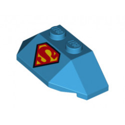 Wedge 2 x 4 Triple with Superman 'S' Logo Reverse Pattern: {тъмно небесносин}