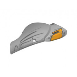 Large Figure Armor, Leg Shin Guard with Ball Joint Socket and Yellow Knee Pad and Pocket Pattern - Model Left Side (SW Boba Fett): {умерено каменно сив}