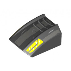 Slope, Curved 2 x 2 Lip with Silver Vents and Yellow Hood Latches Pattern: {черен}