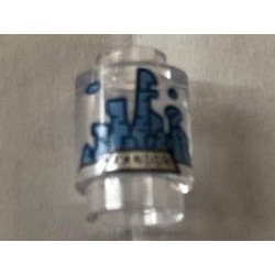 Brick, Round 1 x 1 Open Stud with Medium Blue and Gold Kandor Skyline Pattern: {прозрачен}
