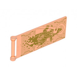 Flag 7 x 3 with Rod with Merlok and Crook Hologram Pattern: {прозрачно флуорисциращо червеникаво оранжев}