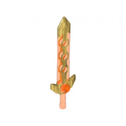 Minifigure, Weapon Sword, Long with Pearl Gold Tip and Angular Crossguard: {прозрачно флуорисциращо червеникаво оранжев}