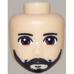 Mini Doll, Head Friends Male with Brown Eyes, Black Beard and Moustache Pattern: {светло нуга}