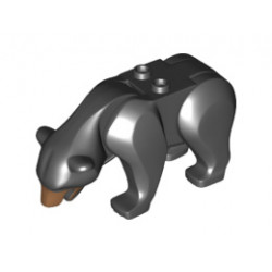 Bear with 2 Studs on Back and Medium Nougat Muzzle Pattern: {черен}