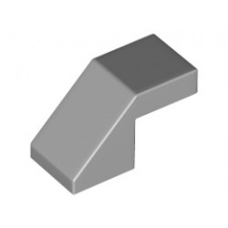 Покривна плочка 1X2/45° без пъпки: {умерено каменно сив}