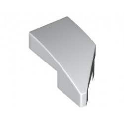 Лява плочка 1X2 с дъга, 45 градуса, изрязана: {бял}