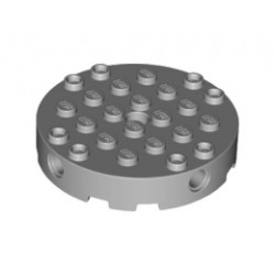 Brick, Round 6 x 6 with 4 Side Pin Holes and Center Hole: {умерено каменно сив}