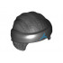 Minifigure, Headgear Ninjago Wrap Type 3 with Black Bandana and Knot and Dark Azure Asian Symbol Pattern: {титаниево метален}