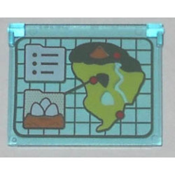 Glass for Window 1 x 4 x 3 - Opening with Jurassic World Island Map Pattern: {прозрачно светло син}